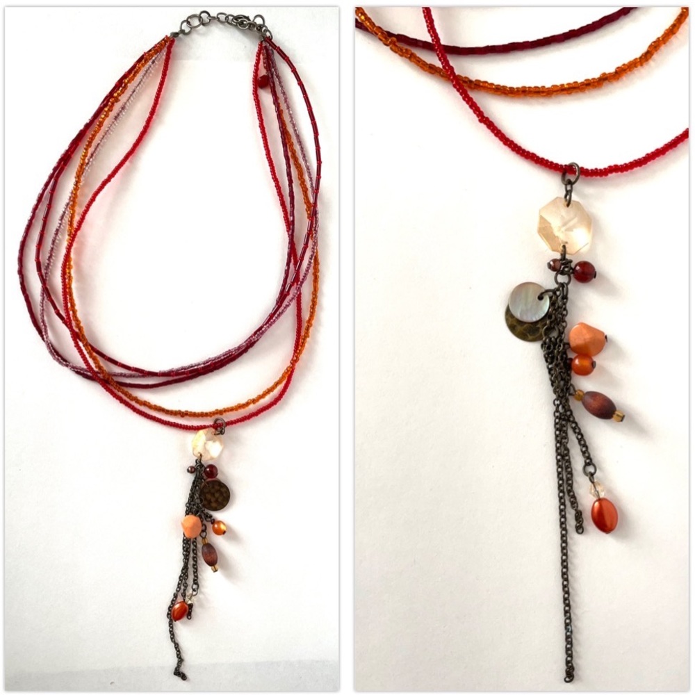 💖2 for $15💖 CLEARANCE Artist made bead necklace with long beaded piece charm